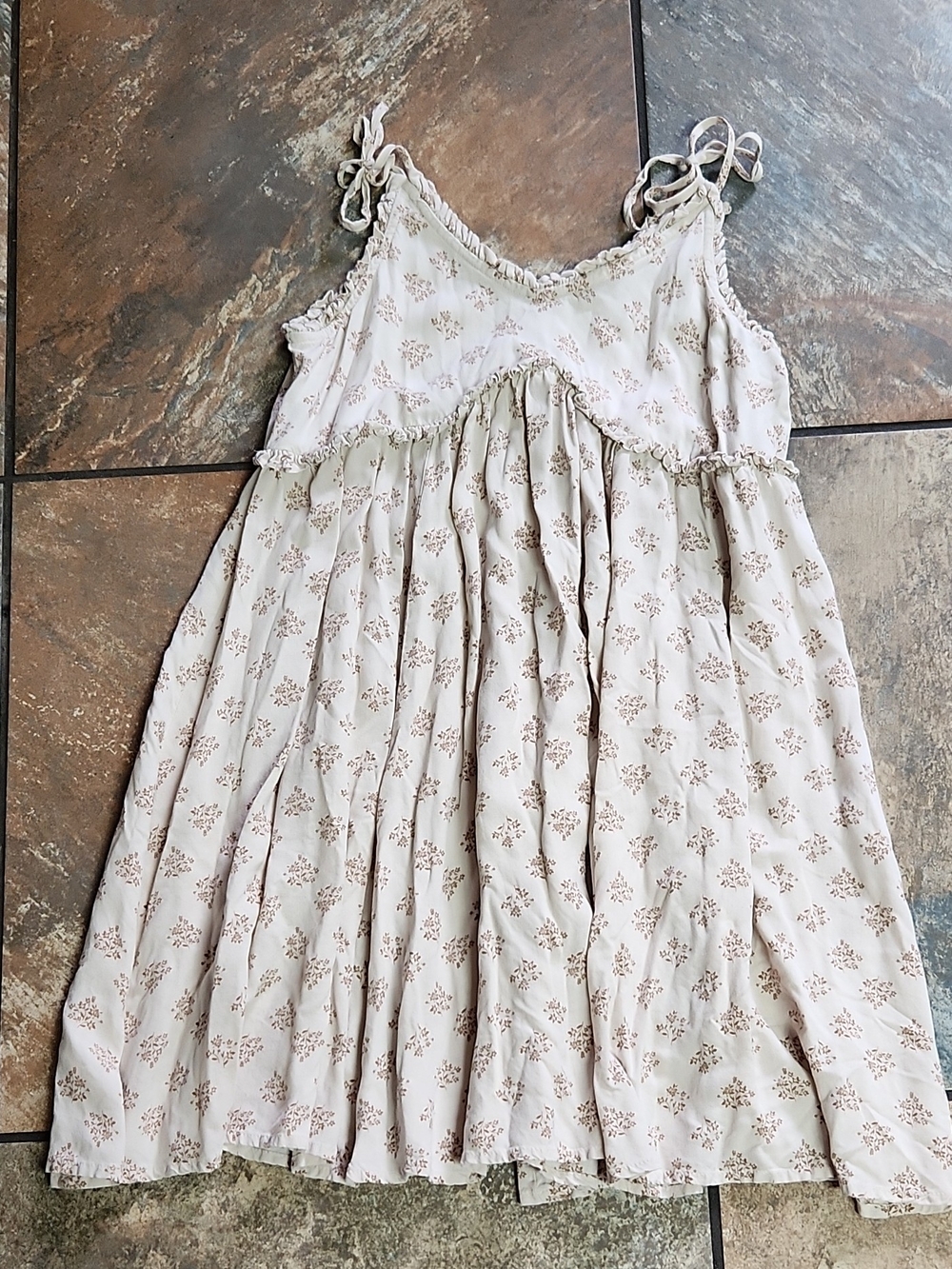 Patrons of Peace Cream Dress with Brown Floral Print - Picture 1 of 4